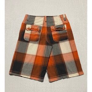 Mossimo Supply Co. Plaid‎ Shorts Orange Black Gray White Casual Boys Size 16